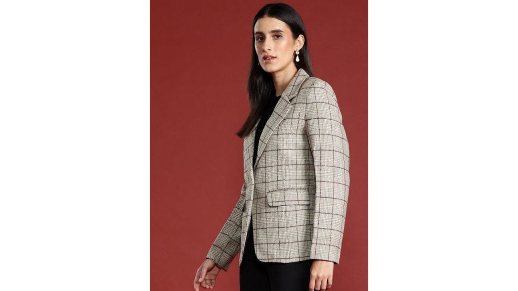 All About You Formals Single-Breasted Checked Casual Blazer