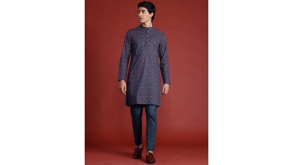 Anouk Ethnic Motifs Print Pure Cotton Kurta with Pyjamas
