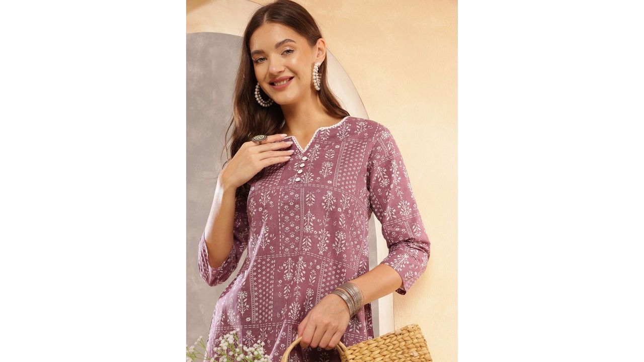 Anouk Rustic Women Floral Printed V-Neck Cotton Top