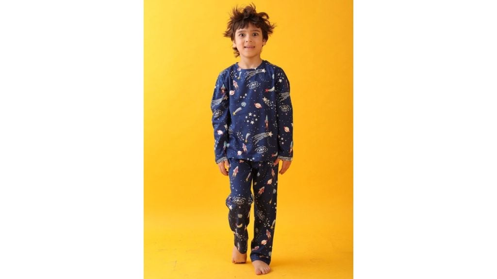 Anthrilo Boys Solar System Dreams Long Sleeves Pyjama Set Blue Night suit