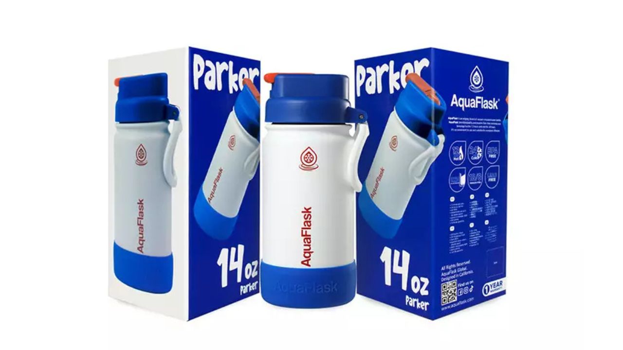 Aquaflask 14oz Parker Kids Flip Sip Collection Limited Edition with Silicon Boot Aqua Flask