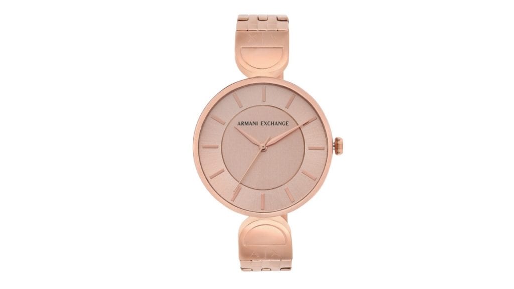 Armani Exchange Women Rose Gold Analogue Leather Watch AX5328
