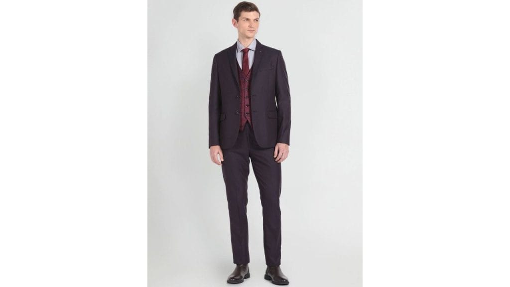 Arrow Notched Lapel Collar Single-Breasted Reversible 3-Piece Formal Suit
