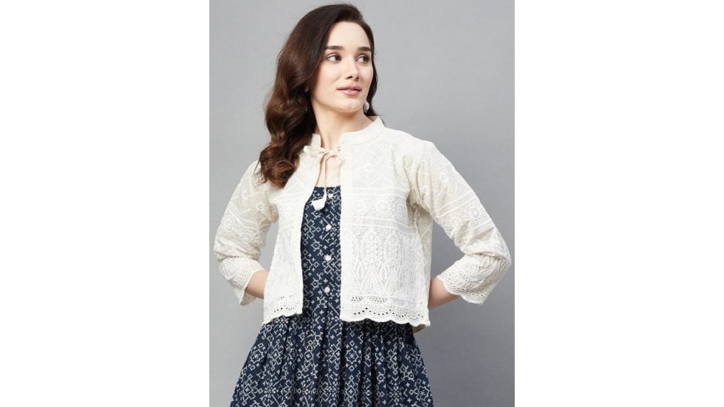 BAESD Embroidered Cotton Crop Shrug