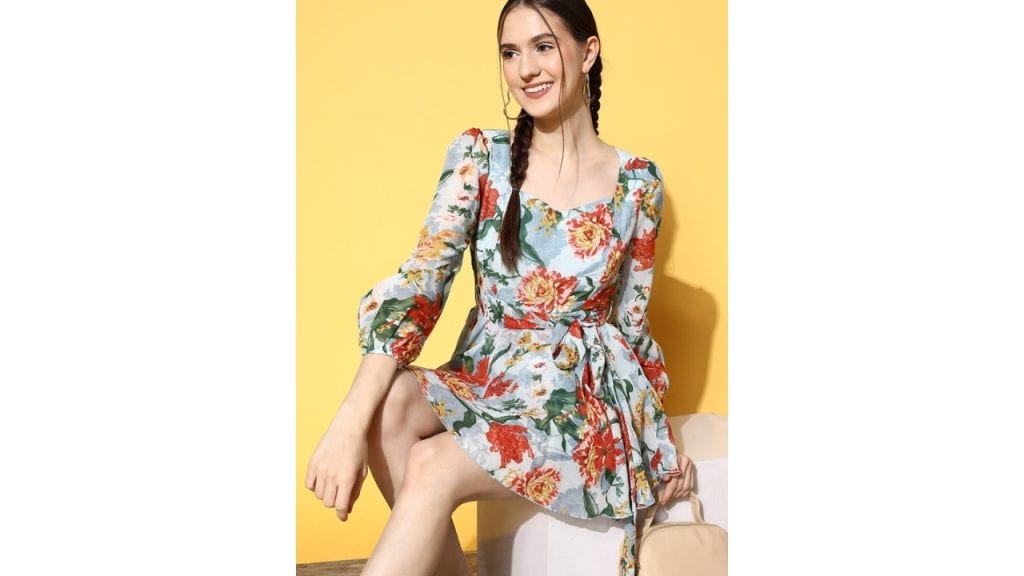 Berrylush Women Deep Blue Printed Playsuit