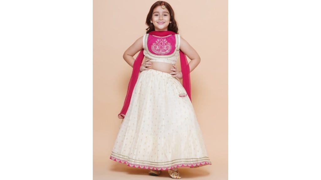 Bitiya by Bhama Girls Embroidered Ready to Wear Lehenga & Blouse With Dupatta