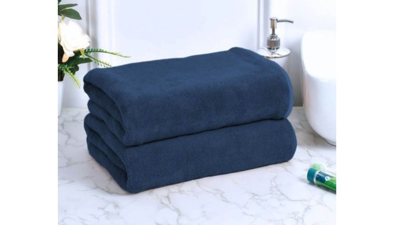Black gold Navy Blue Microfiber Bath Towels