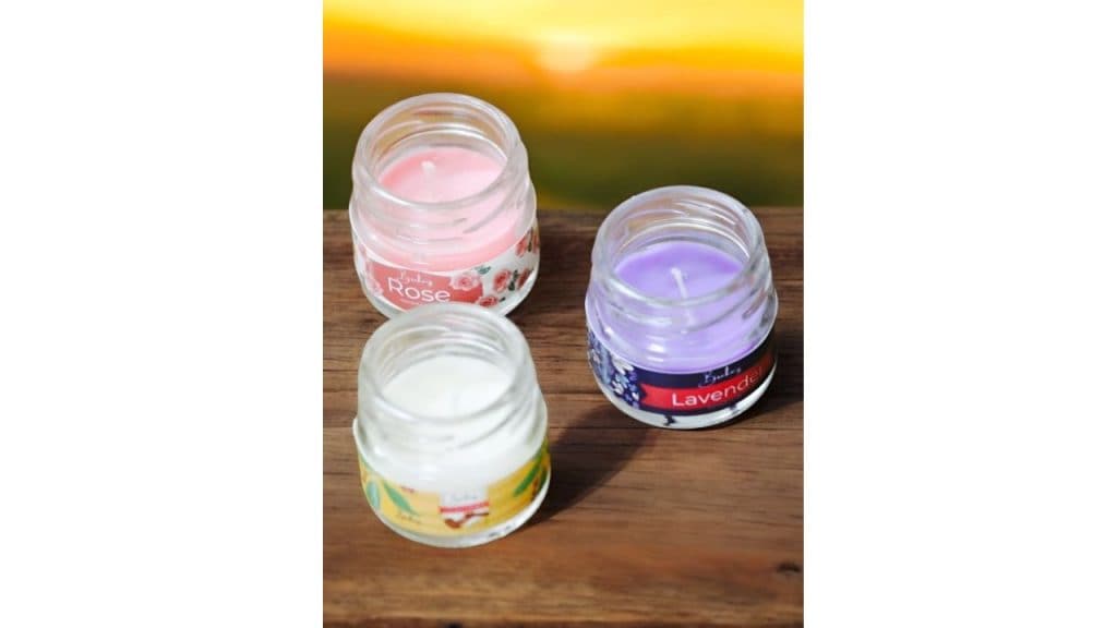 Brahmz Jar Candle White & Purple 6 Pieces Wax Mini Glass Jar Candles