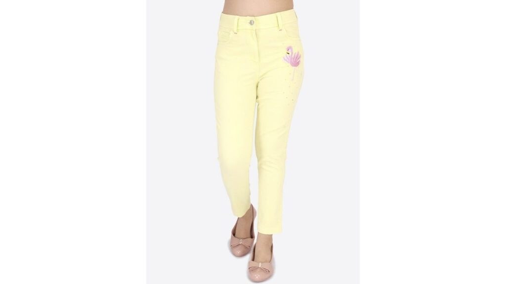 CUTECUMBER Girls Green Jean Low Distress Printed Stretchable Jeans