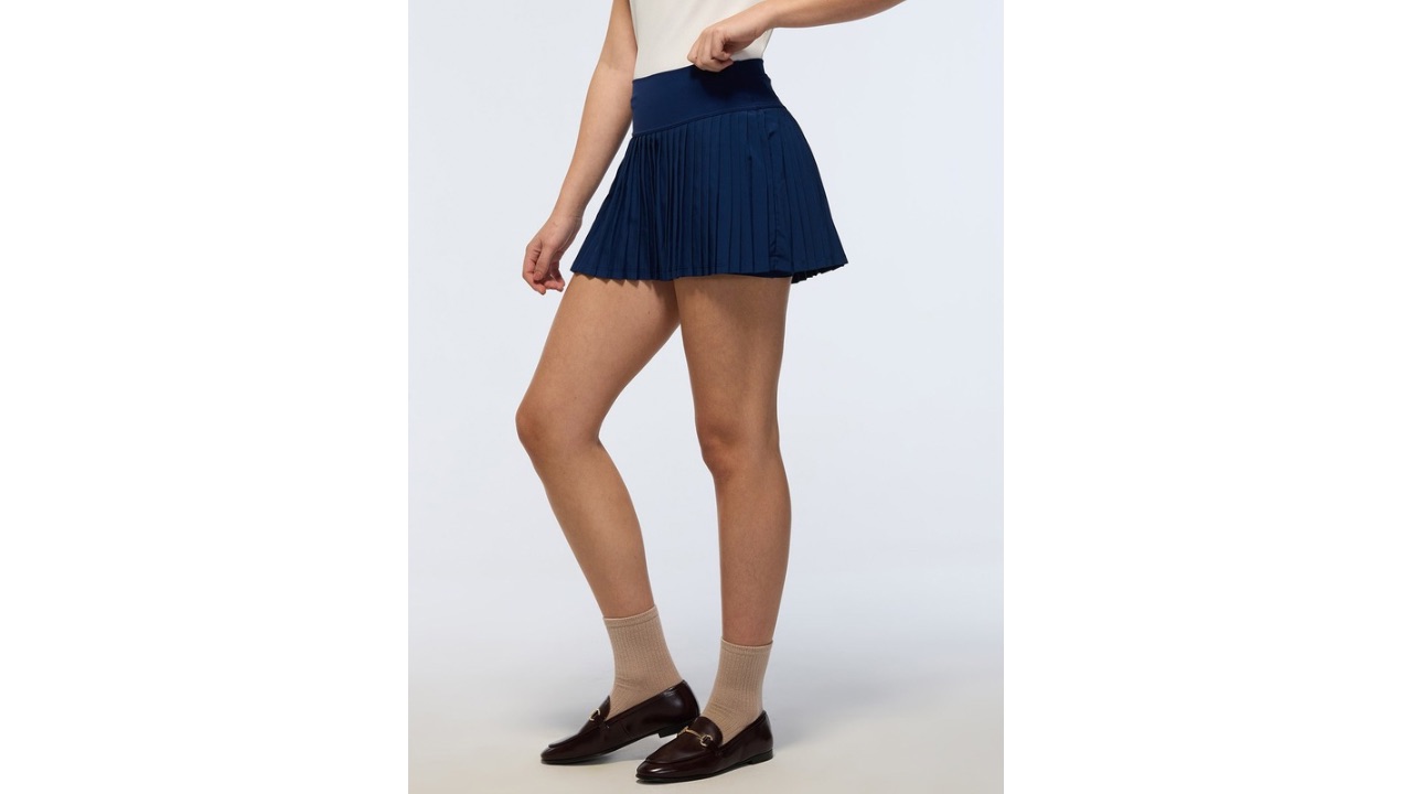 Cava Navy Plie Pleated Skort