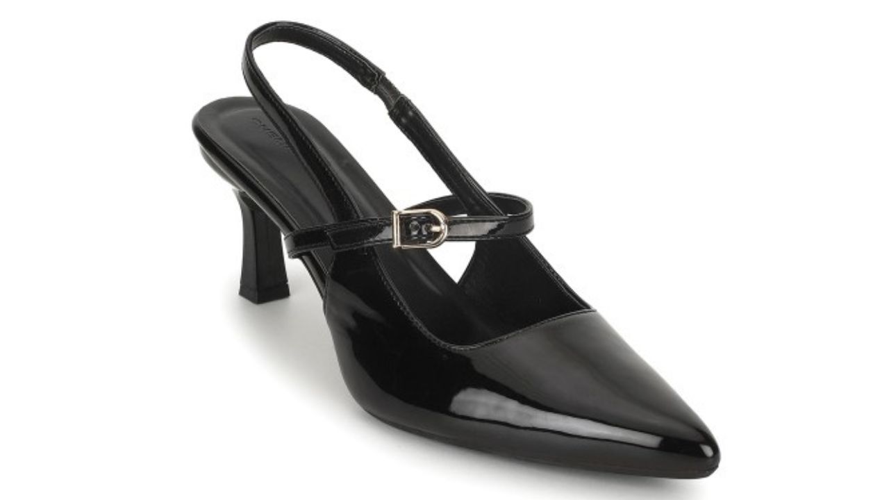 Chemistry Embellished PU Kitten Pumps with Buckles