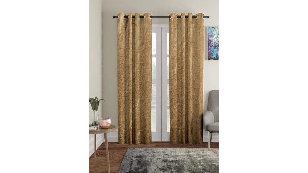 Cortina Beige & Silver-Toned 2 Pcs Floral Printed Door Curtains