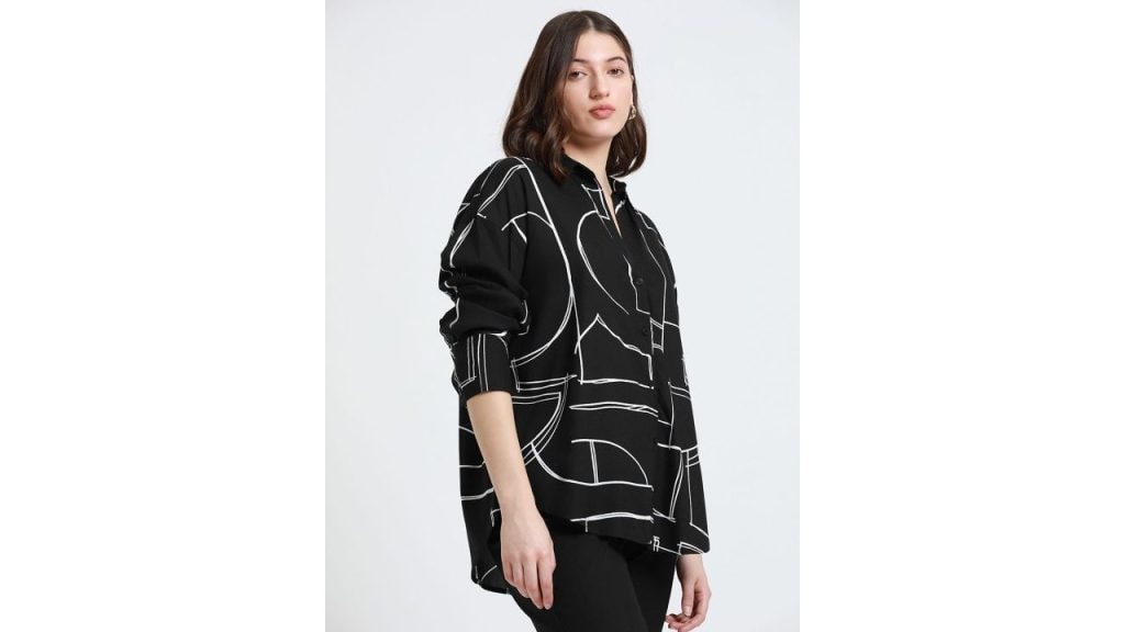 DL Woman Abstract Printed Casual Oversized Shirt