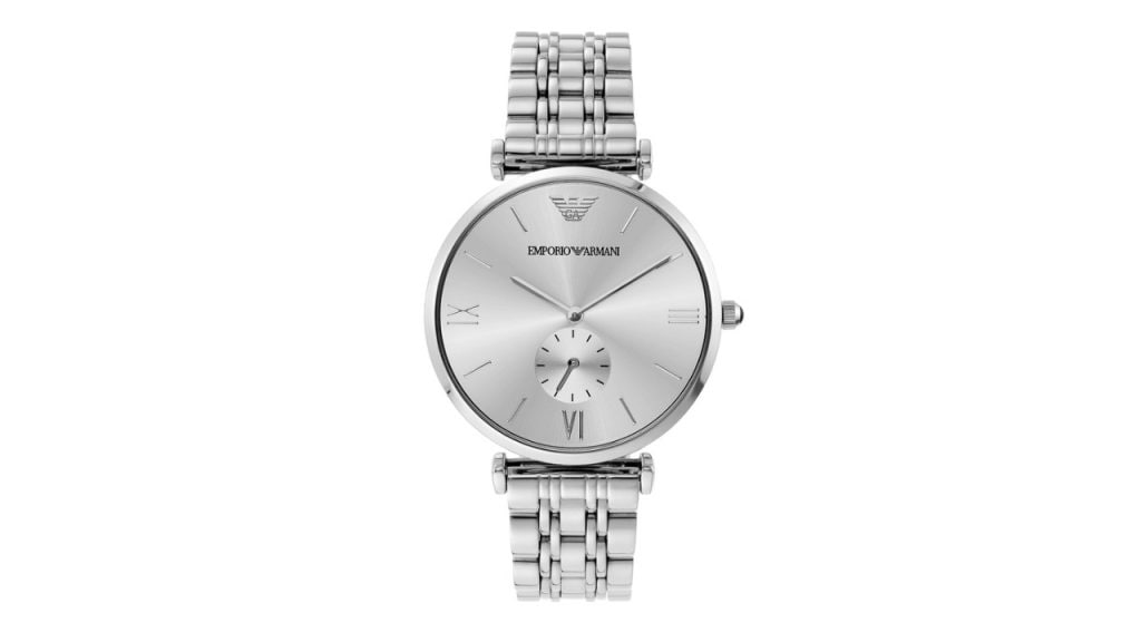 Emporio Armani Unisex Silver-Toned Dial Watch AR1819