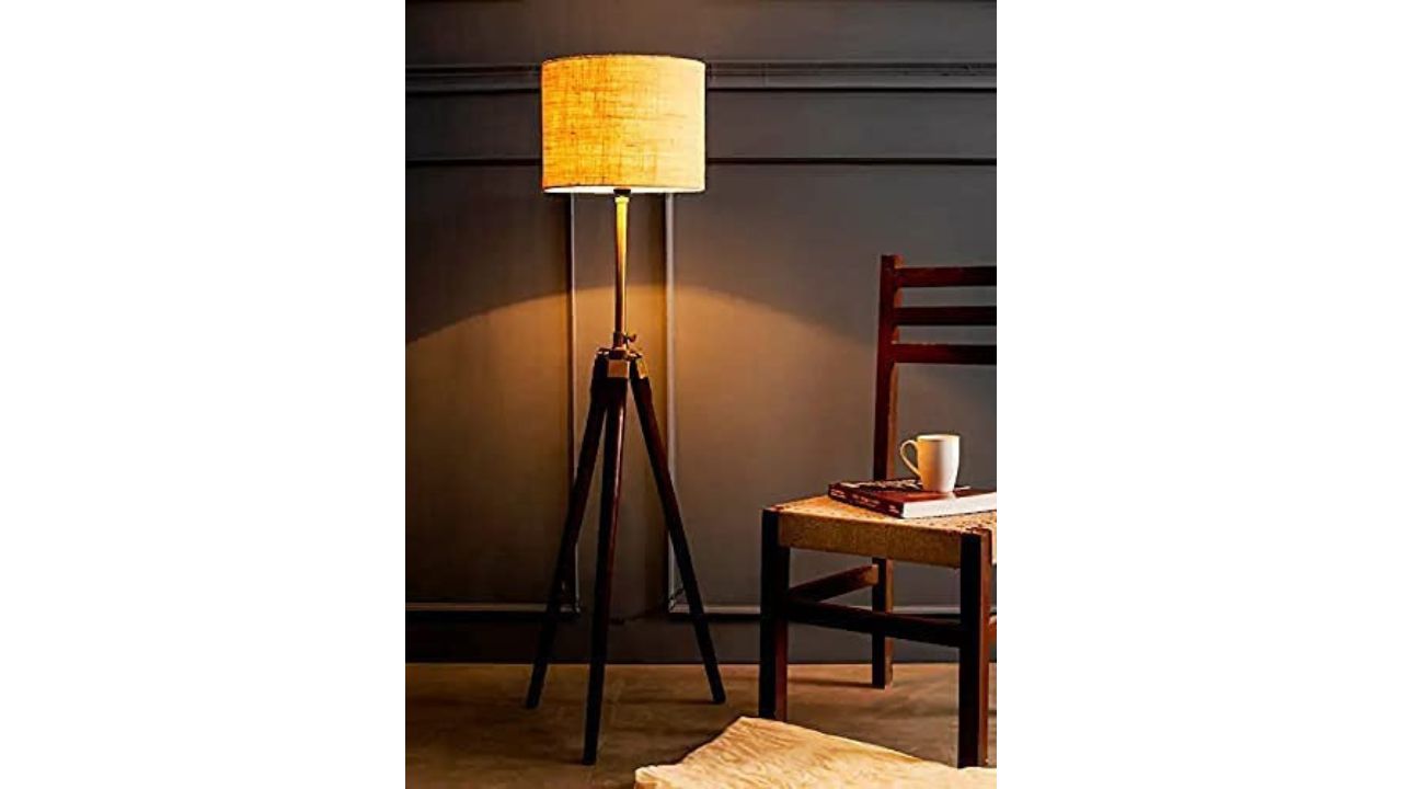F N Finautica Wooden Italian Crafter Tripod Floor Lamp