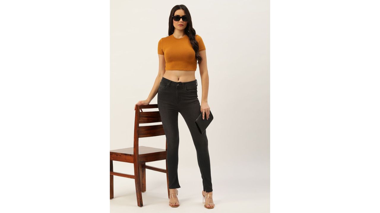 FOREVER 21 Women Mid Waist Skinny Fit Ankle Length Jeans