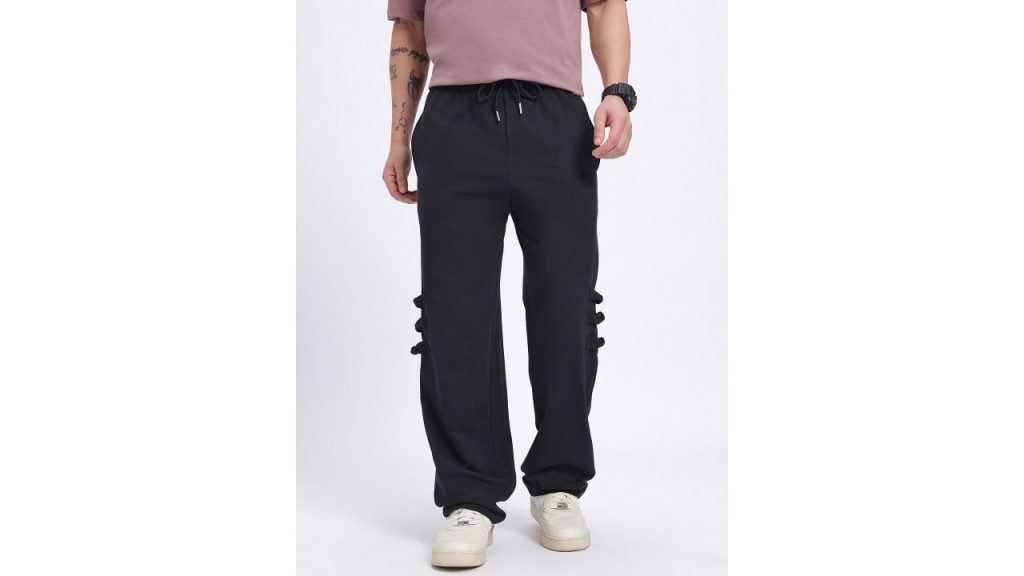 Glitchez Men Mid-Rise Knot Detail Relaxed Fit Track Pants