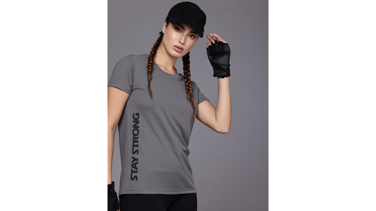 HRX by Hrithik Roshan Women Grey Melange Sports T-shirt