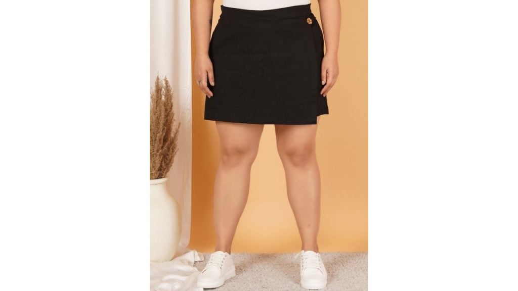 Indietoga Women Plus Size High Rise Elasticated Above Knee Cotton Skorts