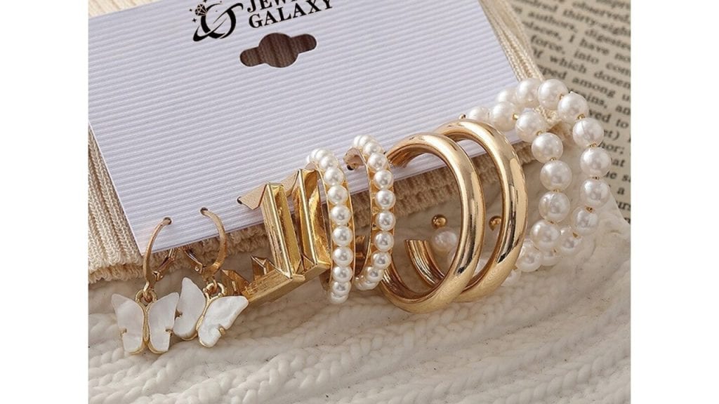 Jewels Galaxy Set Of 5 Gold-Plated Contemporary Hoop Earrings