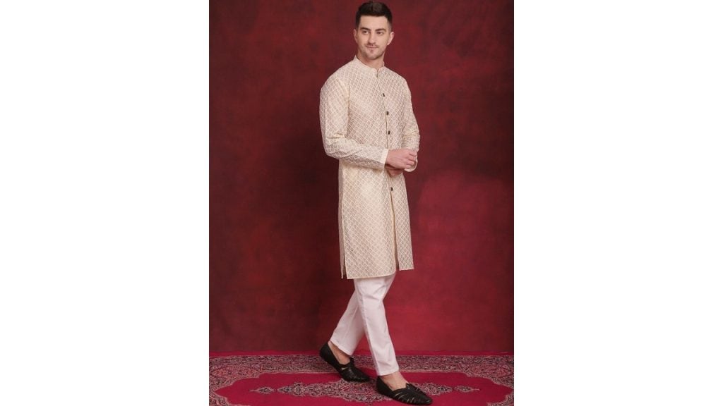 Jompers Embroidered Regular Sequinned Kurta with Pyjamas