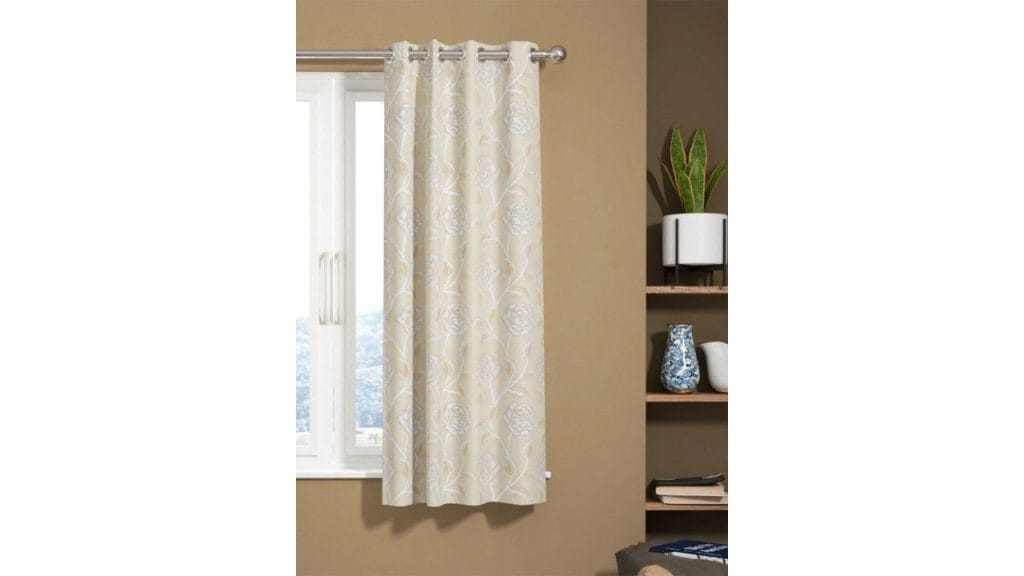 KOPA Beige Floral Room Darkening Eyelet Window Curtain