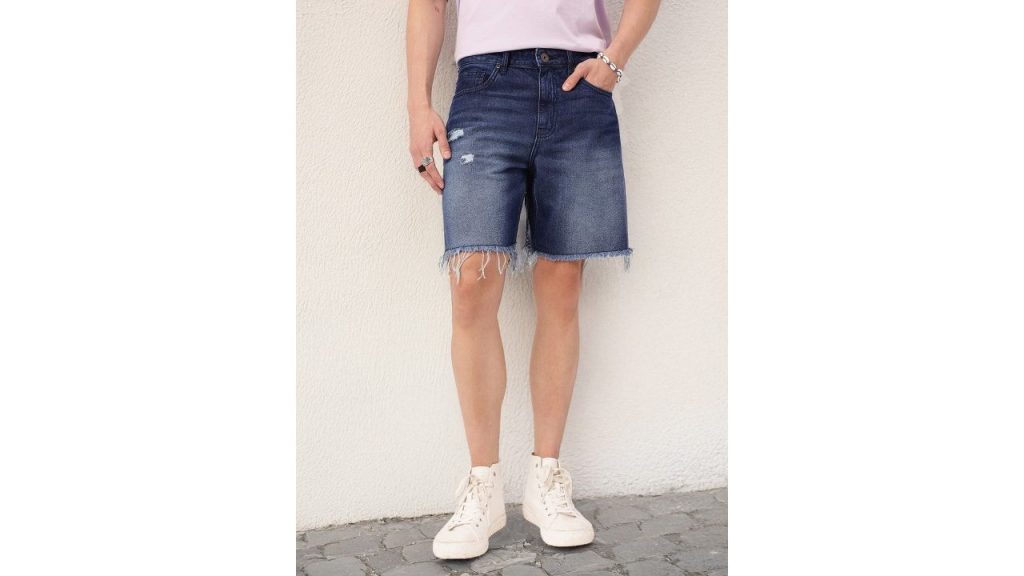 Kook N Keech Men Urban Cool Distressed Frayed Denim Shorts