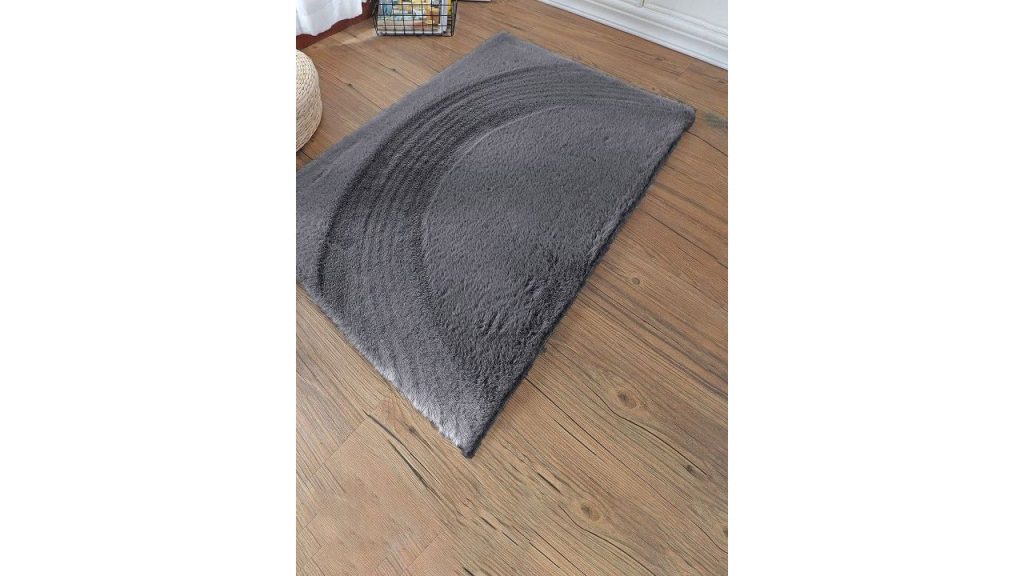 LUXEHOME INTERNATIONAL Grey Anti-Skid Rectangular Ultra Soft Ruffle Doormat
