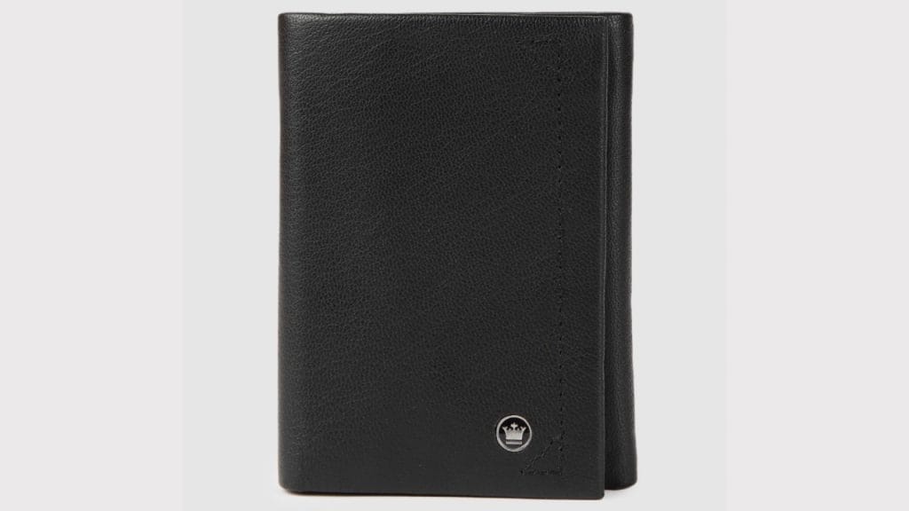 Louis Philippe Men Black Solid Three Fold Wallet