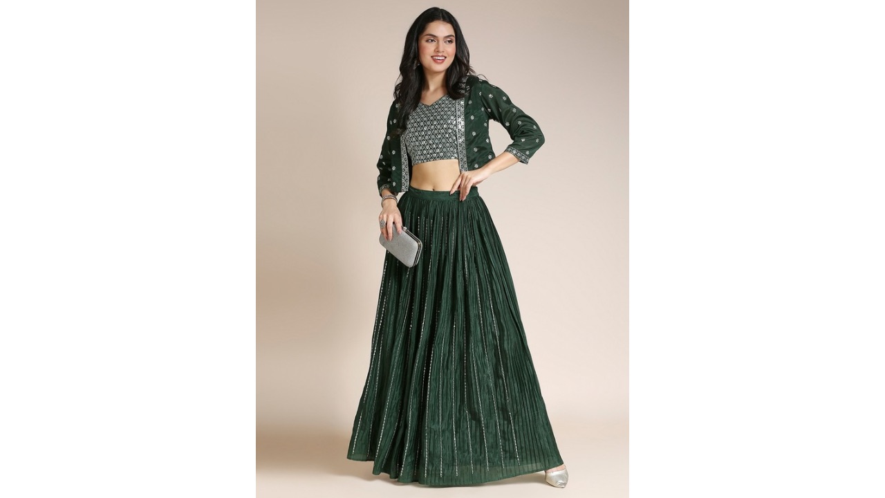 MADHURAM Embroidered Ready to Wear Lehenga & Choli with Jacket