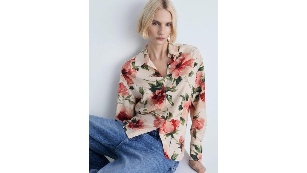 MANGO Floral Print Regular Fit Casual Shirt