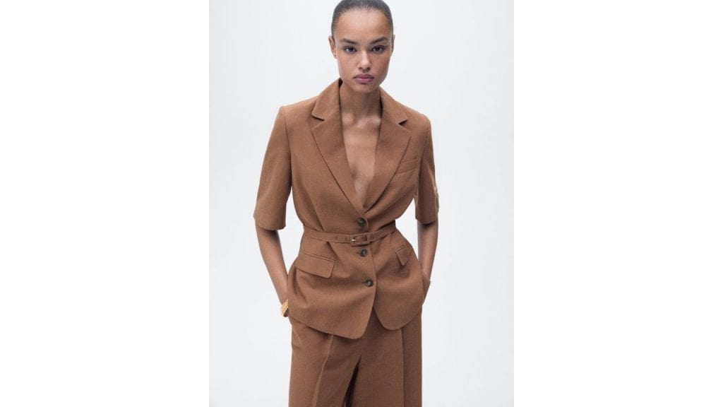 MANGO Notched Lapel Collar Three-quartered Sleeves Single Breasted Formal Blazer