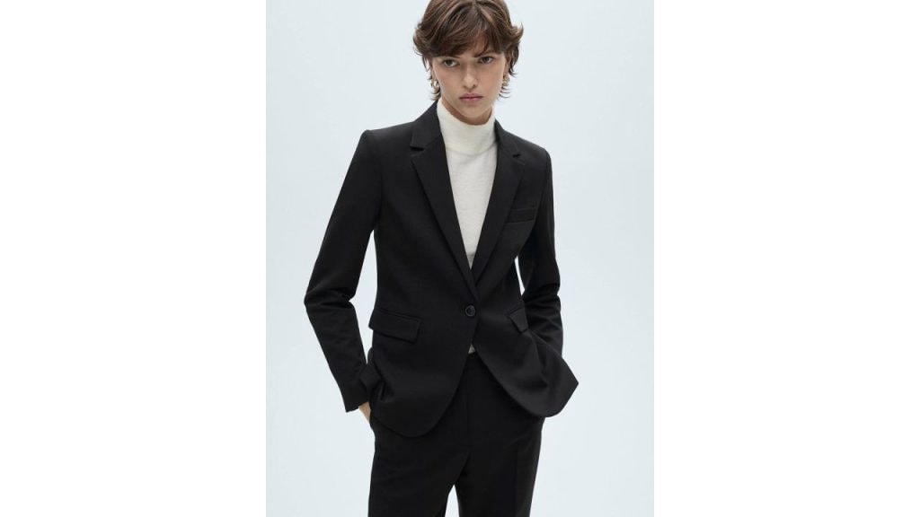 MANGO Single-Breasted Notched Lapel Blazer