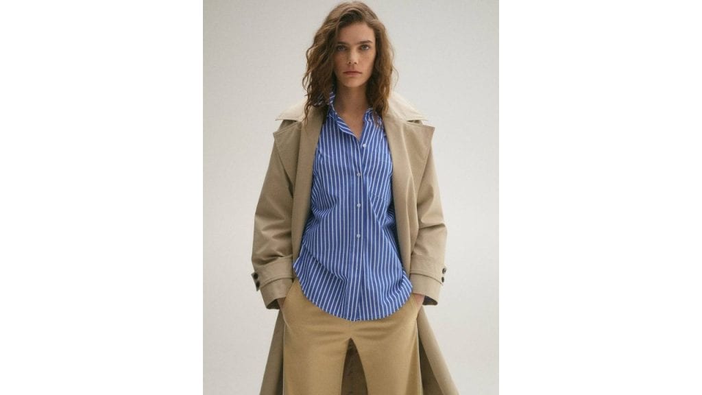 MANGO Striped Pure Cotton Oversize Shirt