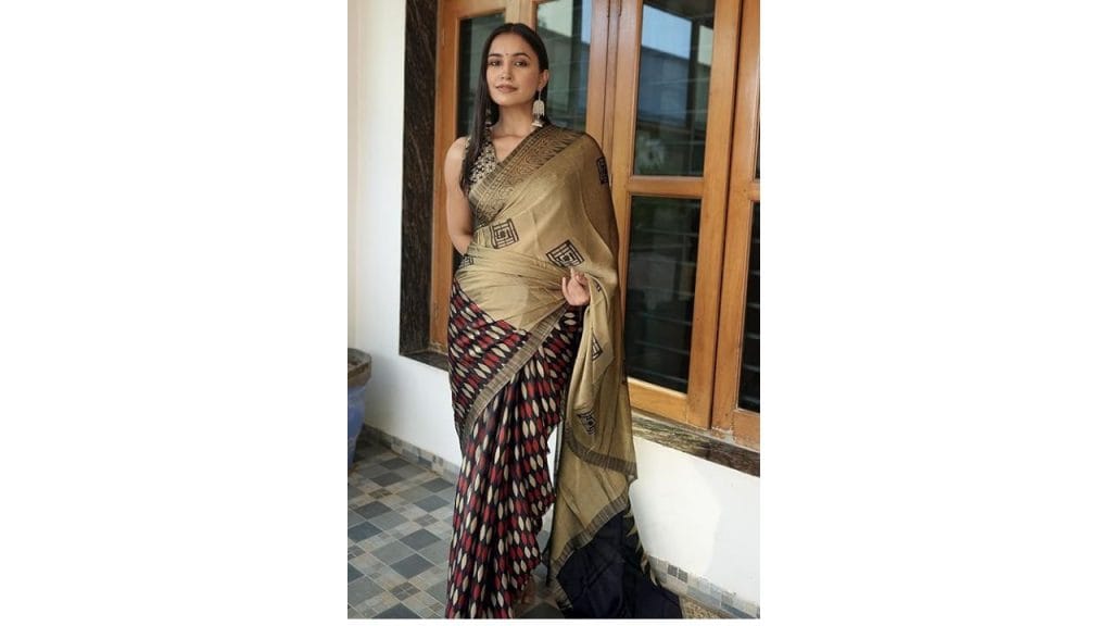 MIRCHI FASHION Women’s Chiffon Block Print Saree