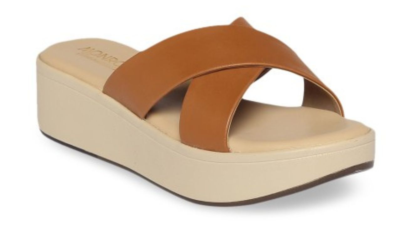 Monrow Brown PU Flatform Sandals