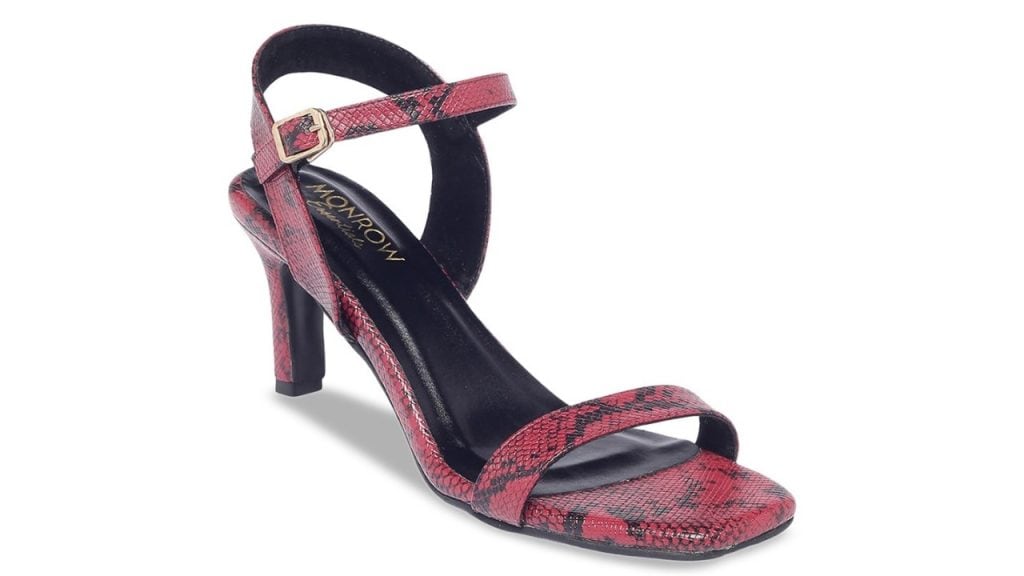 Monrow Printed Open Toe Party Slim Heels With Buckle Closure