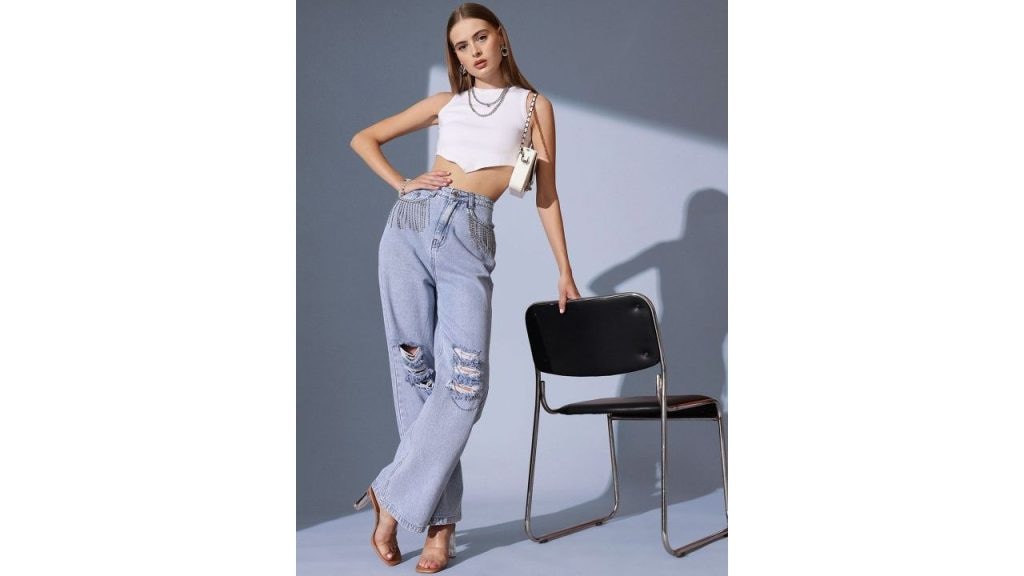 STREET 9 Women Comfort Relaxed Fit High-Rise Highly Distressed Heavy Fade Jeans