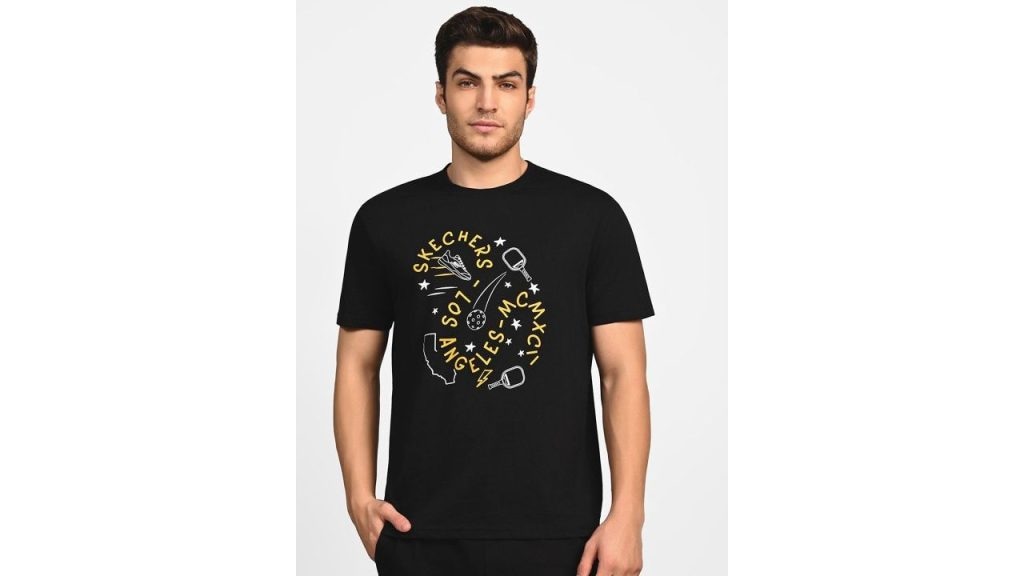 Skechers Core Varsity Doodle Printed Pure Cotton T-shirt