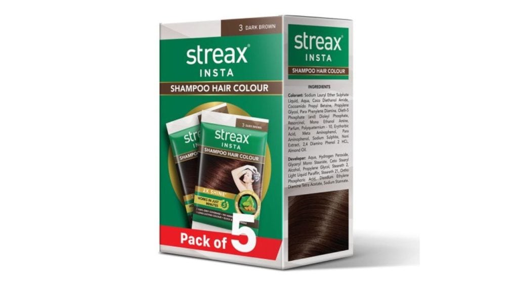 Streax Unisex Set of 5 Insta Shampoo Hair Colour - Dark Brown