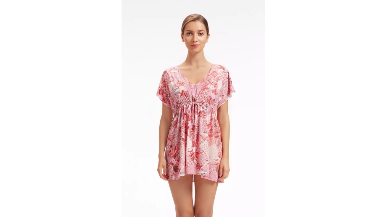 Sunseeker Bohemian Beauty Red V-neck Tied Kaftan