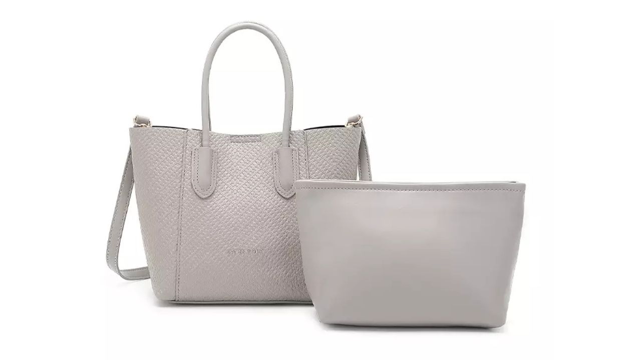 Swiss Polo 2-In-1 Top Handle Bag & Pouch - Grey