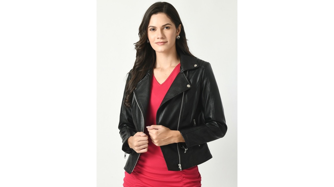 TBOJ Lapel Collar Water Resistant Anti Odour Leather Jacket