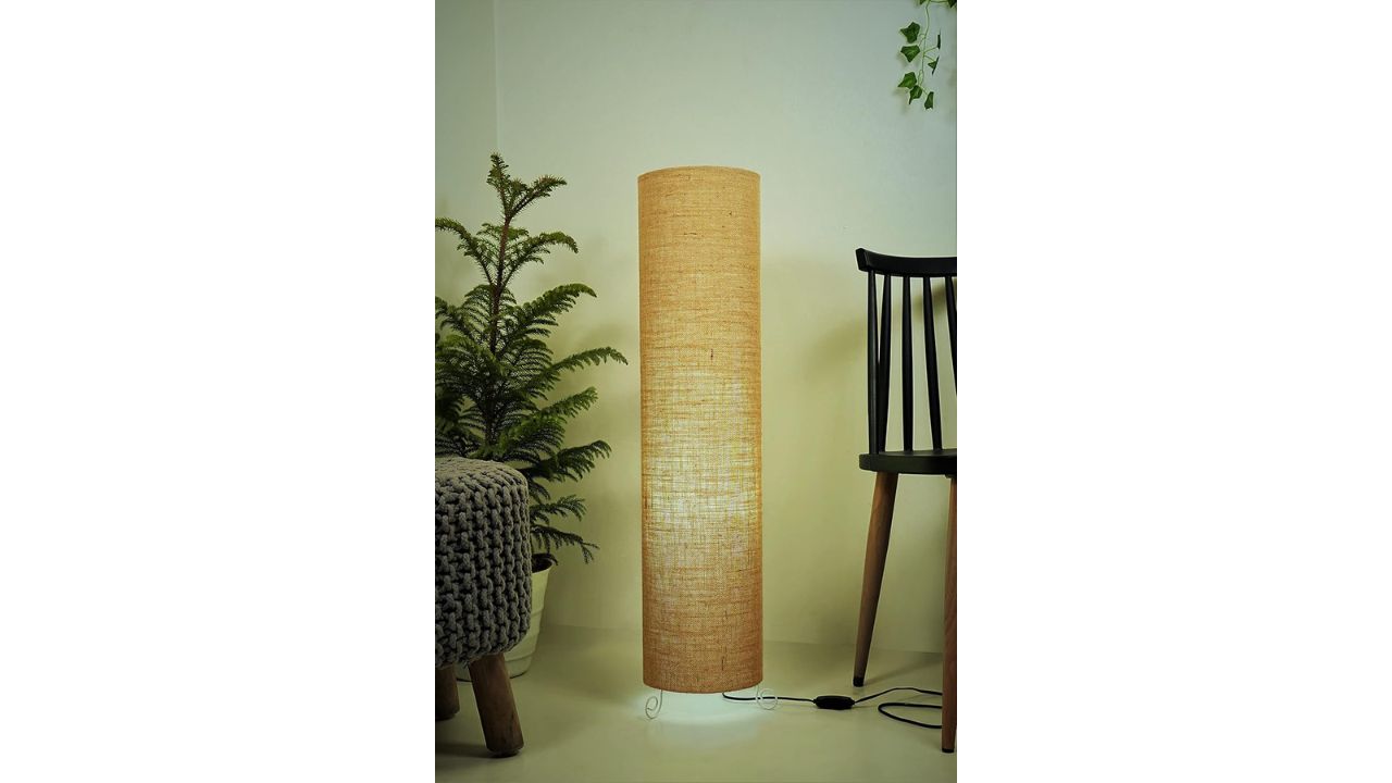 THE LIGHT SHADOW Cotton Fabric Round CFL Floor Lamp