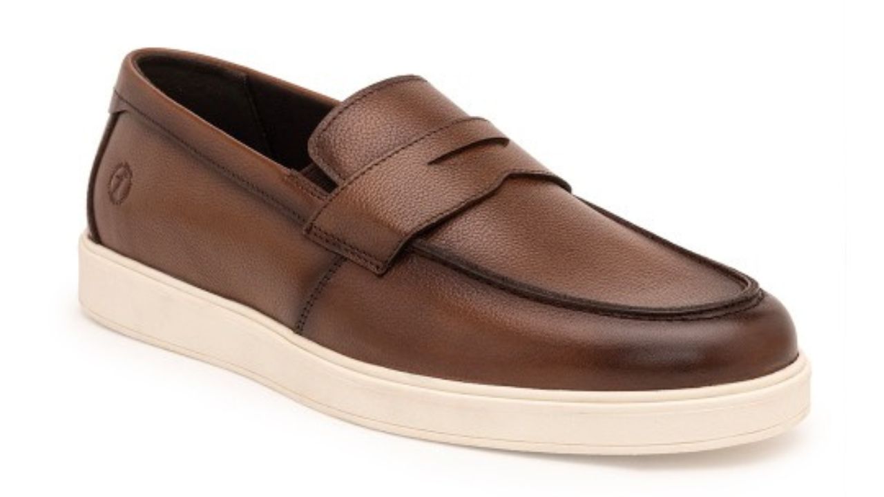 THOMAS CRICK Men Round Toe Comfort Insole Leather Penny Loafers