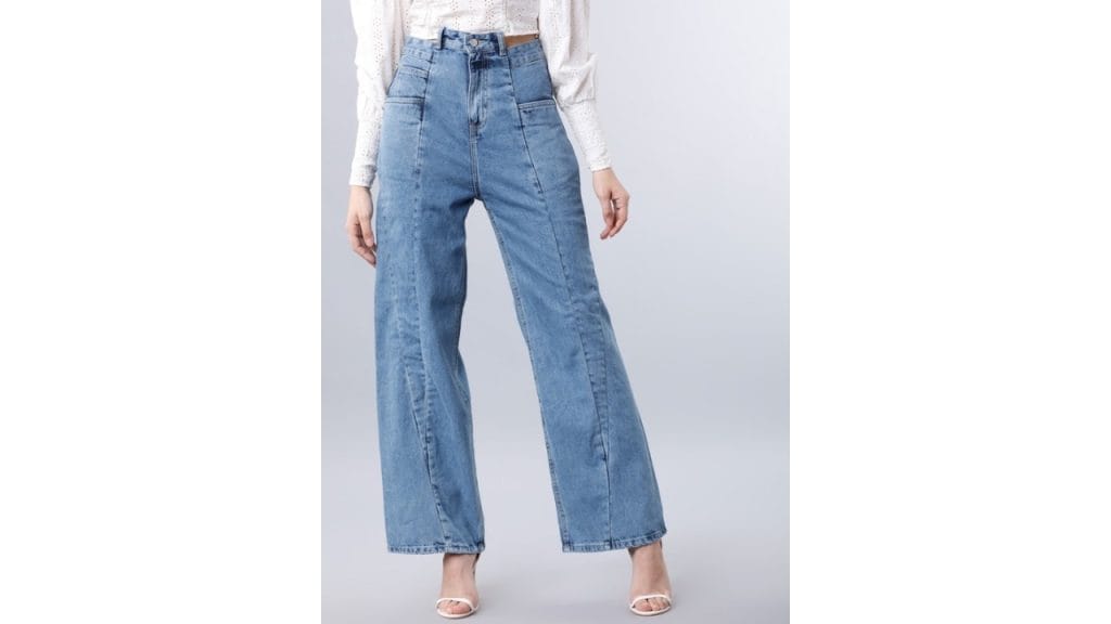 Tokyo Talkies Women Blue Flared Mid-Rise Mildly Distressed Jeans