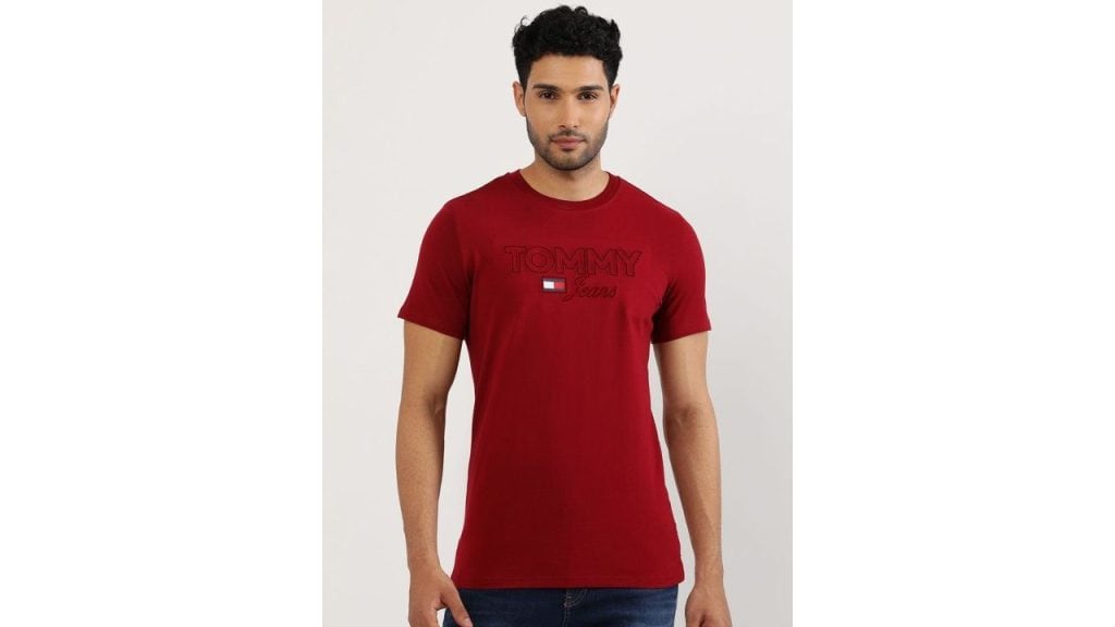 Tommy Hilfiger Round Neck Typography Printed Regular Fit Cotton T-shirt
