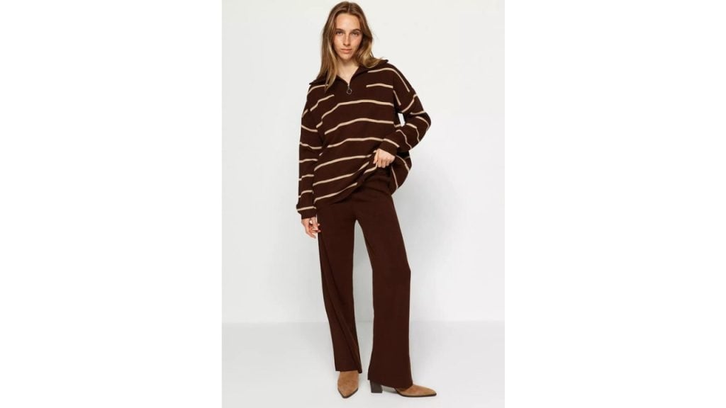 Trendyol Half Zipper Knitted Top and Bottom Set