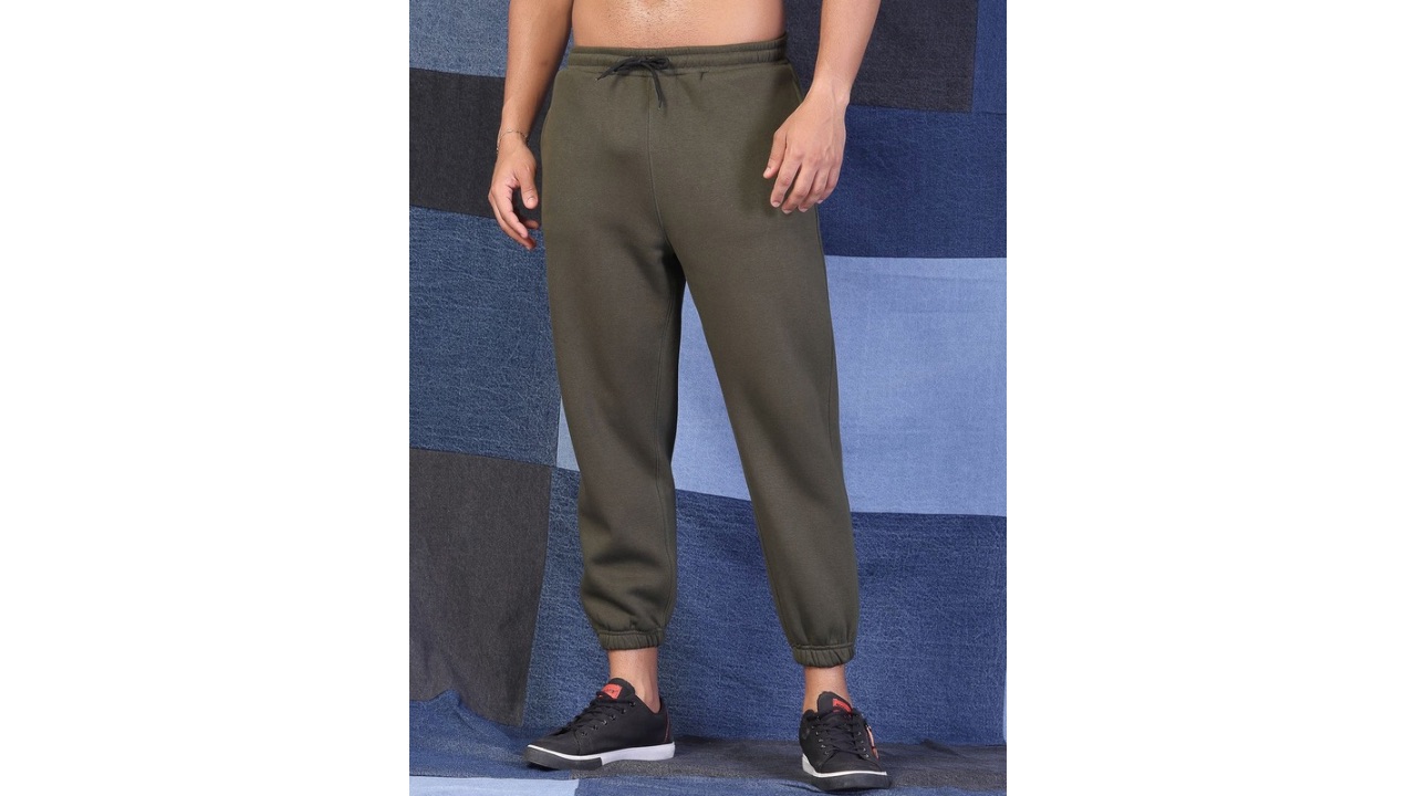 VESTIDO MODAS Men Oversize Fit Mid- Rise Fleece Joggers