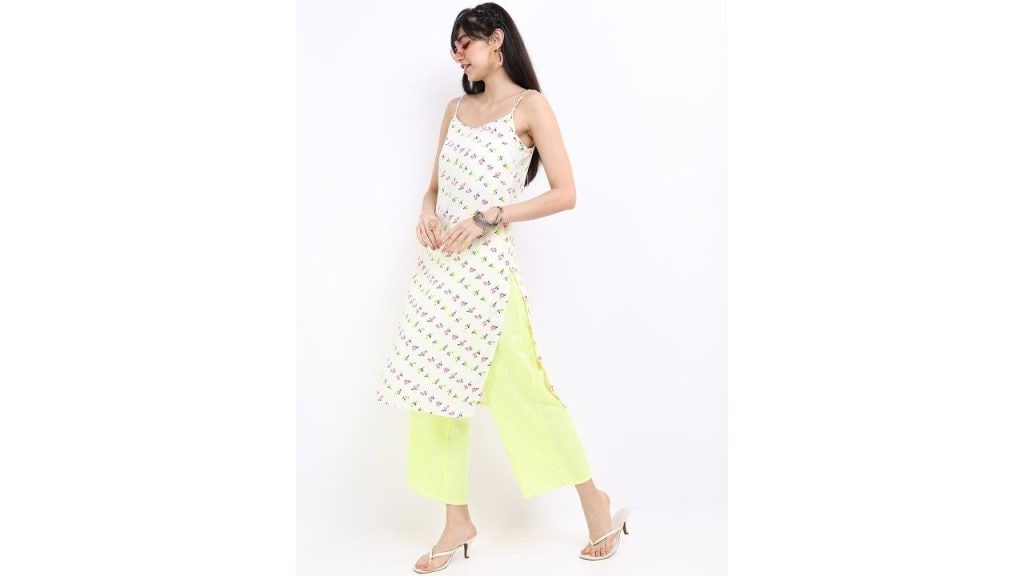 Vishudh Women Off White Floral Printed Kurta with Palazzo Set